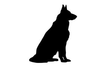 Obraz premium a silhouette of a german shepherd dog sitting in profilebeagle, black, dog, profile, sheepdog, shepherd, sit 