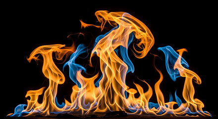 Dynamic image of orange and blue flames against a black background creating a striking visual contrast and dramatic effect 27330637 1