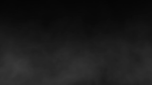 Black and White Smoke Fog Rising Over Dark Background | Abstract Haze and Steam Effect for Mysterious or Dramatic Visuals | Slow Motion Atmospheric Element