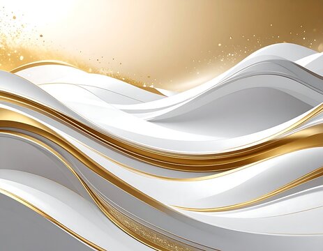 Elegant abstract design with flowing white and gold elements