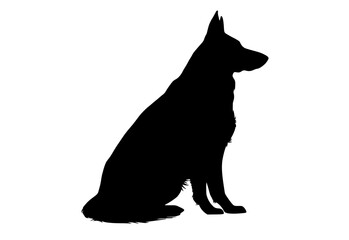 a silhouette of a german shepherd dog sitting in profileblack, dog, floor, profile, sheepdog, shepherd, sit 