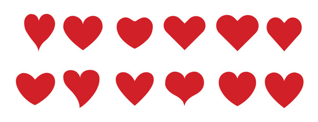 Collection of solid heart shapes vector illustration