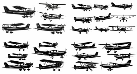 Various small aircraft silhouettes collection © Pandaman1102