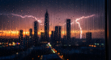 Rain drops on window glasses with dramatic scene background 71954058 1