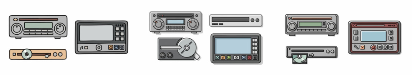 Fototapeta premium Car audio systems collection with transparent background