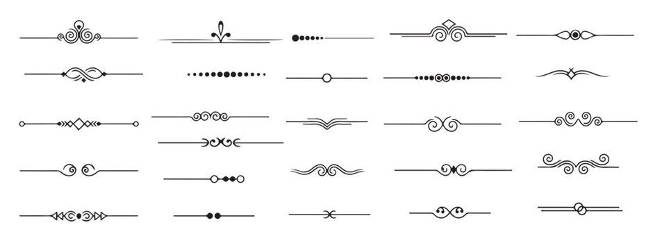 collection of decorative line dividers and ornaments 