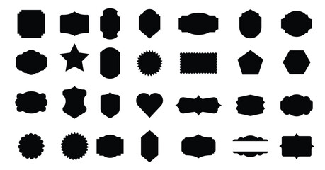 Set of Useful Name Tag   Banner Label Shapes Heart Star Polygon vector illustration 