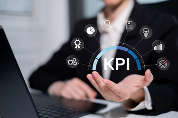 Professional entrepreneur businessman working on key performance indicator KPIs business strategy chart data analysis marketing management graph goal report success achievement technology dashboard