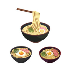 Udon Bowl Illustration Set