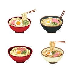 Japanese Udon Noodle Vector Collection