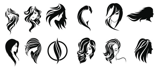 collection of hair style logo