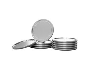 Shiny silver coins stacked on black background, symbolizing finance and success.