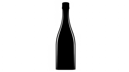 Champagne bottle silhouette for celebrations, AI, PNG