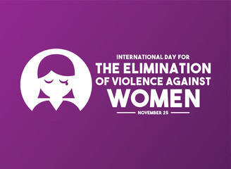 International Day For The Elimination of Violence Against Women. November 25. Purple gradient background.