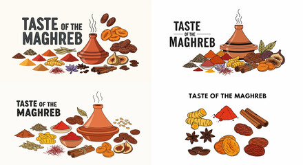 Maghreb spices and food ingredients collection