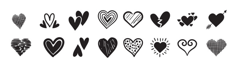 bundle of hearts love set icons