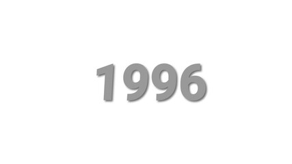 The Year 1996 Displayed in Bold Gray Numbers with a Subtle Shadow on a White Background numeral text