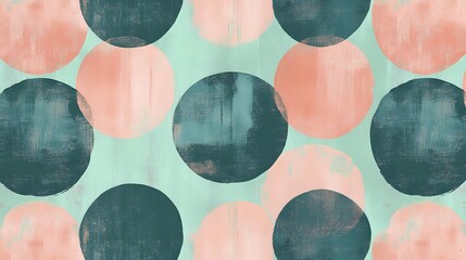 Artistic polka dot pattern in foggy mint and burnt blush with layered texture