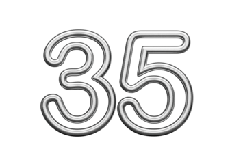 Number Thirty five 35 Made Of Silver Metallic White Background 3D Illustration