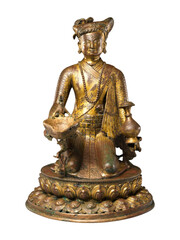 Gilt Bronze Nepalese Lamp Bearer 1698 Nobleman Sculpture Himalayan Buddhist Art