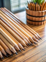 Fototapeta premium Wooden pencils lying on a desk
