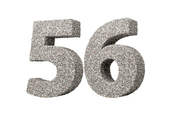 Number Fifty Six 56 Digit Made Of Rock Fragments Or Gravels 3d Illustration
