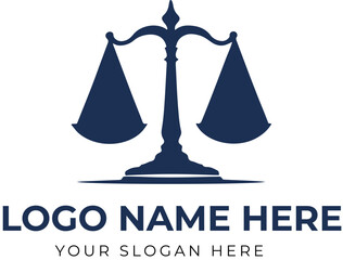 Justice scale logo vector in symmetrical style for law firm, legal services, or attorney branding and professional identity