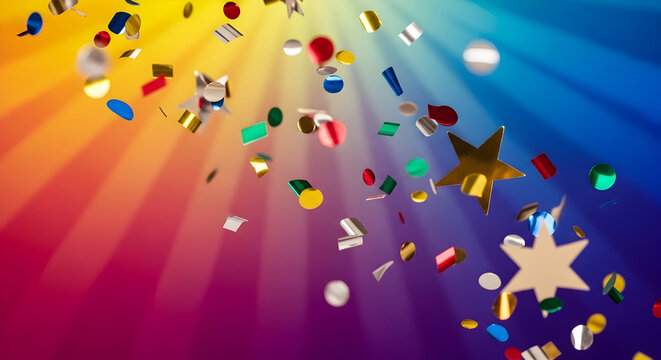 Colorful confetti falling on vibrant background festive celebration vibe 36912757 1