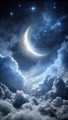 Obraz premium Dense grey clouds cover the star-filled night sky