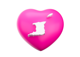 Pink Heart With Map Of Trinidad And Tobago 3d Illustration