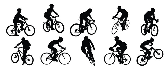 cyclist vector icon collection of silhouettes of people
