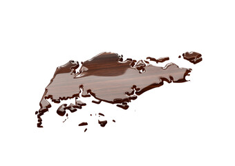 Singapore Map Made Of Transparent Liquid Water On Wooden Floor Save Water Concept 3D Illustration