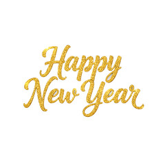 Fototapeta premium Gold glitter “Happy New Year” text PNG, transparent background, Christmas PNG. 