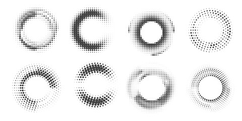 dotted circle pattern abstract halftone round vector frame