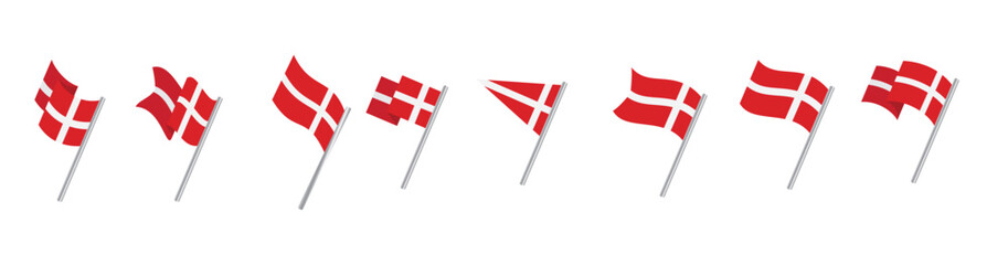 danish flag icons vector illustration