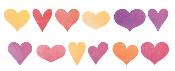 cute watercolor hearts vector illustration