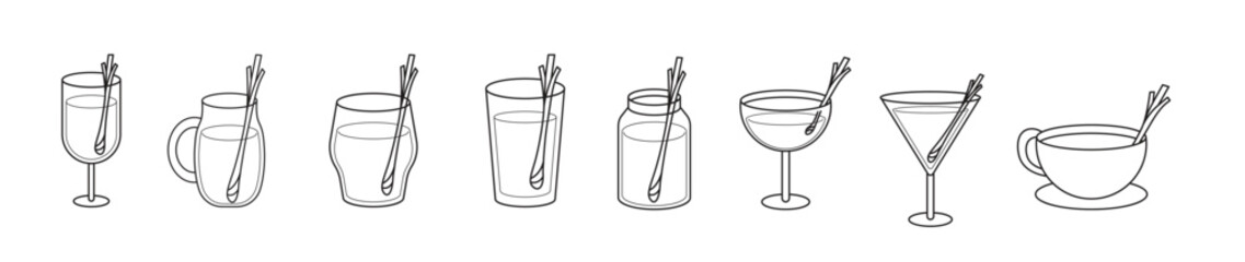 drinking glass with lemongrass vector