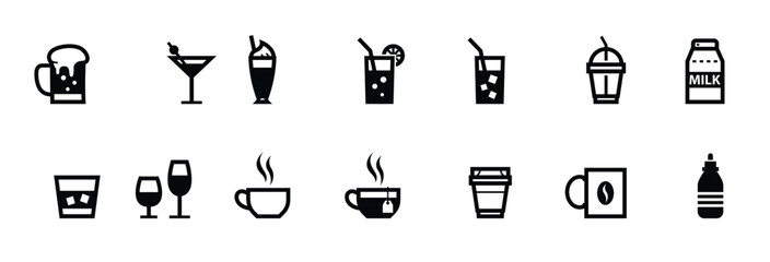 drink icons and beverages icons with white background