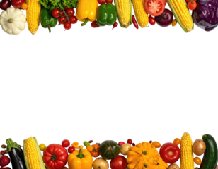 Colorful vegetables frame a dark empty central space