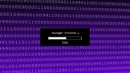 Key logger Installed Progress Bar Overlaying Scrolling Code computer programming. - Powered by Adobe
