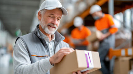 Businessman observing efficient logistics operations in warehouse environment for supply chain effectiveness