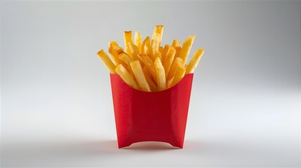 Golden French Fries in a Classic Red Fast Food Container
