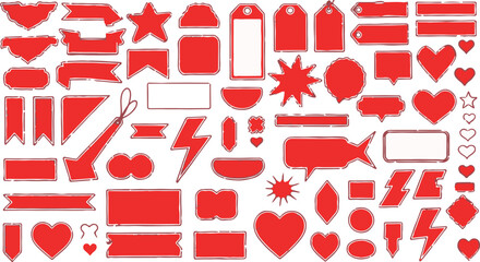 Red Grunge Banners, Labels and Tags Vector Pack | Distressed Style Graphics for Sale, Promotion, Marketing and Web Design