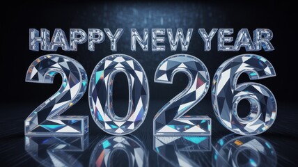Happy New Year 2026 diamond text celebration