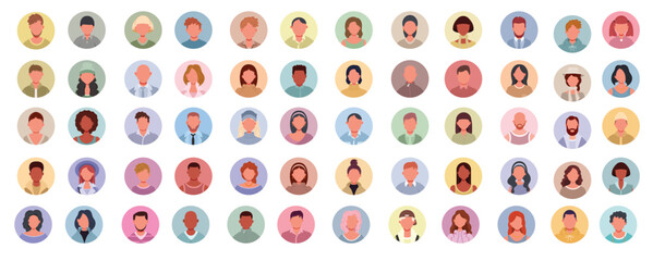 large collection of diverse male and female profile face