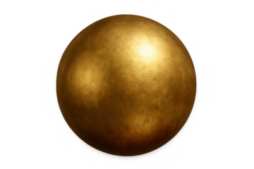 Golden sphere showing a textured metallic surface, symbolizing wealth, luxury, success, and prosperity on transparent background