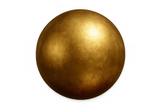 Golden sphere showing a textured metallic surface, symbolizing wealth, luxury, success, and prosperity on transparent background