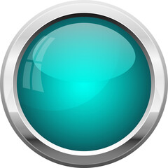 Glossy Turquoise Orb with Silver Rim Isolated on Transparent Background Perfect for Digital Design and Web Graphics