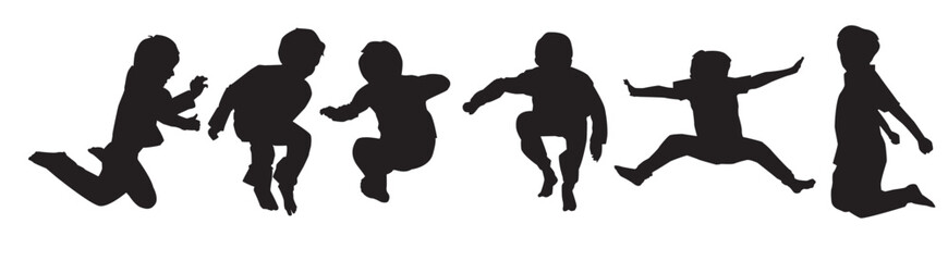  jump kids silhouette vectors