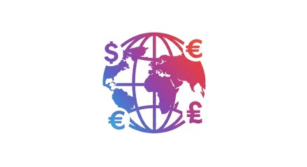 Global Finance and Currency Exchange Illustration with World Map.